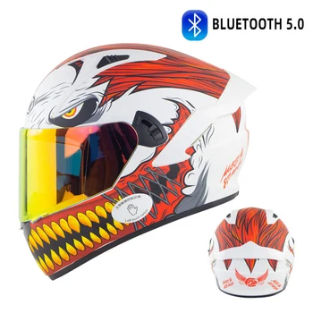 Мотоциклетни каски с Bluetooth-съвместима точка, одобрен полнолицевой мотоциклет шлем Cascos Moto Capacete, козирка за мъже