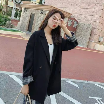 Жена яке, средна дължина, монофонични, универсален, всекидневни, свободен, в корейски стил, малък яке 2022, пролет и есен